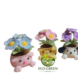 Handmade Crochet Potted Plants Cute Knitted Flowers in Yarn Pots for Bedroom Living Room Office Table Decor <b>Gift</b> Wholesale - Product Image 1