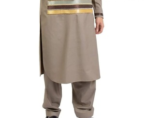 Customized Made Stripes Color Block Afghani Tribal Kuchi Shalwar Kameez Punjabi Cultural Pashtun Handmade Embroidery Suits Set - Product Image 2