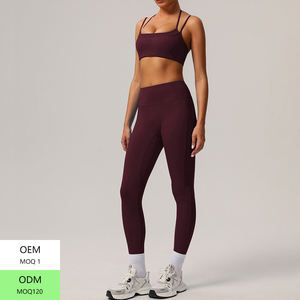 Logo kustom pakaian kebugaran wanita 2025 olahraga Bra Yoga legging Gym Activewear Set 2 potong legging Gym kebugaran Set untuk wanita - Product Image 4