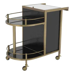 Chariot de rangement contemporain en métal fait main de luxe, écologique, avec étagères polyvalentes, roues durables et construction haut de gamme - Product Image 3