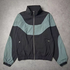 Conjunto deportivo de 2 piezas para hombre, chaqueta con cremallera y pantalón acampanado, 100% nailon, líneas reflectantes, nuevo diseño, cortavientos extragrande. - Product Image 2