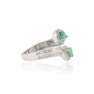 Bague de déclaration en or blanc massif 14 carats avec émeraude et diamant, idéale pour mariage et soirée, vente en gros à faible MOQ, meilleur prix, bijoux en vrac - Product Image 5