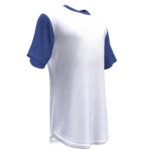 Camiseta Casual de Manga Raglán Blanca y Azul para Hombre, Corte Holgado, Cuello Redondo, Tejido de Punto, Color Sólido - Product Image 3