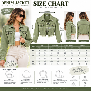 Chaqueta vaquera corta verde para mujer con dobladillo con flecos, manga larga, estilo camionero, cuello vuelto, para primavera - Product Image 5