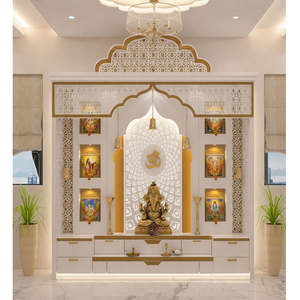 Modern Design Hindu Prayer Cabinet <b>for</b> <b>Home</b> Hot Selling Customized White Teak Wood PoojaMandirs At Factory <b>Sale</b> Price Australia - Product Image 1