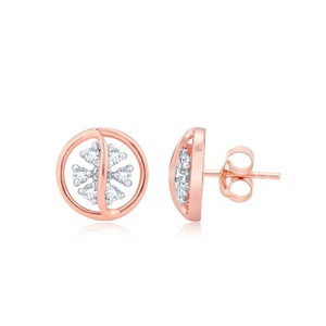 Pendientes de Diamantes con Incrustaciones de Diamantes Reciclados Glamour, Oro de 14K, Diseño de Flor, Diamantes Cultivados en Laboratorio de Corte Redondo, Joyería Fina Elegante - Product Image 1