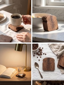 ที่รองแก้วทำด้วยมือทำจากไม้ที่รองแก้วอุ่นชากาแฟทันสมัย - Product Image 3