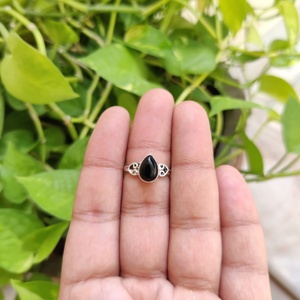 Natural <b>Black</b> <b>Onyx</b> <b>Ring</b> 925 Sterling Silver Handmade Teardrop Cabochon <b>Black</b> Gemstone <b>Ring</b> for Women Wholesale Jewelry - Product Image 5