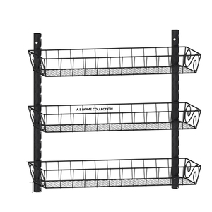 Estante de especias de 3 niveles resistente, negro, de hierro, metal y vidrio, organizador de almacenamiento para uso doméstico. - Product Image 5