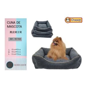 Yommy Pet Bed Suede Lined Non Slip Bottom Square Grooves Small Medium Large Size For <b>Dogs</b> Cats - Product Image 1