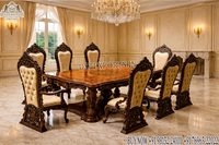 Ensemble de meubles de salle à manger de style baroque en or antique de Birmingham, table et chaises en bois pour 6 personnes, prix d'usine, Australie