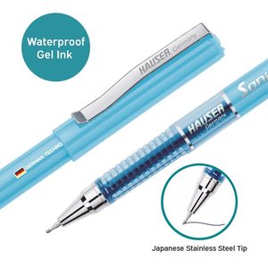 Unique Design Plastic Body Hauser Sonic 0.5MM Gel Pen Stylish Metal Clip Refillable & Waterproof Black/Blue Ink Blister Pack - Product Image 4