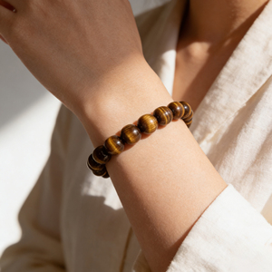 Natural Tiger Eye 8mm Round Gemstone Men's Vintage Third Party Certified Stretch Beaded <b>Bracelet</b> <b>Crystal</b> Wholesale Supply - Product Image 5