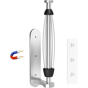 Portarotolo Magnetico Argento con Meccanismo a Cricchetto a Strappo Unilaterale, Montaggio Autoadesivo a Parete per Frigorifero, Senza Foratura, Organizzazione a Parete - Product Image 1
