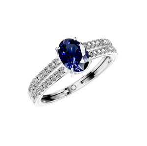 แหวนหมั้นเงินแท้ 925 แบบแหวนแยกส่วน ประดับพลอยไพลินทรงรีและเพชรแบบหนามเตย สามารถปรับแต่งได้ เครื่องประดับคุณภาพสำหรับงานปาร์ตี้ - Product Image 1