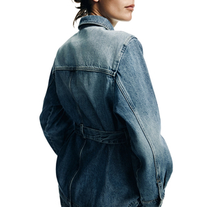 Veste en jean décontractée pour femme, manches longues, boutonnée, coupe classique, légère, style streetwear, pour le printemps, l'automne et le quotidien - Product Image 2