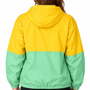 <b>Women</b> Hooded <b>Windbreaker</b> <b>Jacket</b> Casual Outerwear Ribbed Bottom Long Sleeves Side Pockets Casual Fit Lightweight Windproof - Product Image 2
