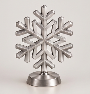 Luxury <b>Silver</b> Finished Cast Aluminum Christmas Snowflake Figurine Festive Metallic Desktop <b>Ornament</b> Holiday Interior Decor - Product Image 4