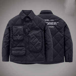 Veste technique pour homme, veste tactique matelassée multi-poches, streetwear, coupe-vent, hip-hop, veste cargo urbaine, vêtements d'extérieur - Product Image 1