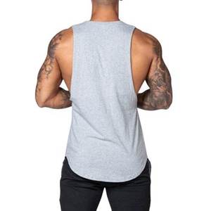 High Quality Eco-Friendly Men's Gym Tank Top Custom Logo Solid Color <b>Polyester</b> Spandex Casual Style Pocket Embroidery Woven - Product Image 2