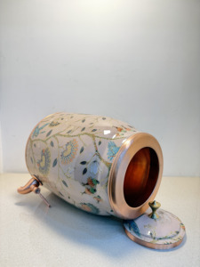 Distributeur d'eau en cuivre pur imprimé floral de designer, réservoir de 12 L, motif colibri, Matka, réservoir d'eau métallique étanche avec robinet - Product Image 4