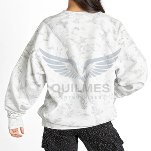 Sudadera de algodón con forro polar para mujer, personalizada, con logo frontal, cuello redondo, estilo oversize, informal, para invierno, con efecto tie-dye. - Product Image 2