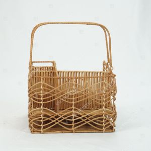 Panier de pique-nique multifonctionnel rustique vintage en jonc de mer écologique pour l'été, avec organisateur de couverts et porte-mouchoirs - Product Image 5