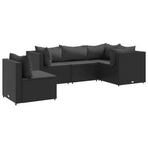 Conjunto de Muebles de Jardín de Ratán Sintético Negro Mediano, con Acero con Recubrimiento en Polvo - Product Image 2