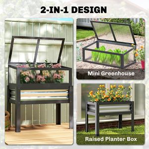 Kit per Aiuola Rialzata con Mini Serra Pieghevole, Contenitore per Piante con Gambe di Drenaggio e Rivestimento per Fiori e Verdure - Product Image 4
