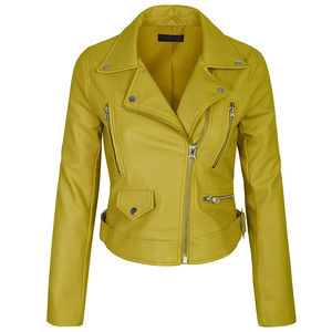Veste en cuir pleine longueur pour femme 100% cuir, respirante, avec logo personnalisé, fermeture éclair, couleur unie, pour l'hiver, taille plus, veste en cuir de motard - Product Image 1