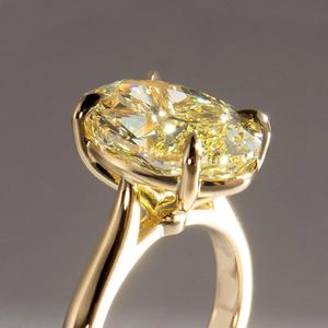 Magnifique bague unique en diamant jaune vif taille ovale 2,01 carats, cultivé en laboratoire, avec or massif 14 carats, bijou romantique pour soirée, pour petite amie - Product Image 3