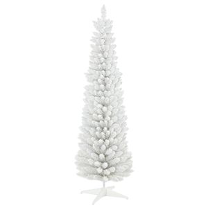Árbol de Navidad Artificial Realista con Forma de Lápiz, 6 Ramas Decoradas con Nieve, Árbol de Navidad Blanco - Product Image 1