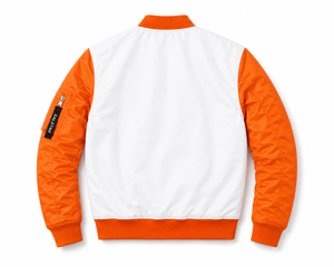 High Quality <b>Waterproof</b> Winter Bomber OEM Manufacturer Wholesale Streetwear Varsity <b>Jacket</b> Men Custom Orange <b>White</b> Contrast - Product Image 4