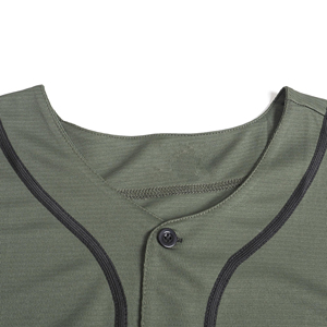 T-shirt en jersey vert olive à col rond, uni avec accent de passepoil noir, manches courtes, anti-humidité, coupe classique, couleur unie, OEM - Product Image 3