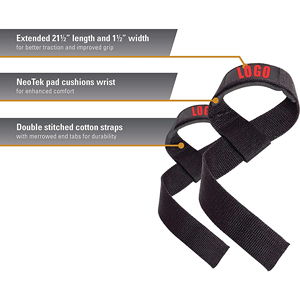OEM Custom Logo Heavy Duty Cotton/Nylon Adjustable <b>Strength</b> <b>Training</b> Weight Lifting Wrist Straps High Quality Gym <b>Training</b> - Product Image 1