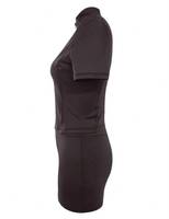 Ensemble de vêtements de sport pour femmes, couleur unie, bodycon, manches courtes, col en V, fermeture éclair sur le devant, écologique, coupe ajustée, tricot sans couture, spandex