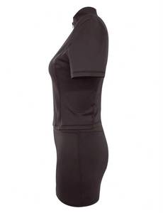Women Solid Color Bodycon Fitness Short Sleeve V Neck Zip Front Activewear <b>Set</b> Eco-Friendly Skinny Fit Seamless Knitted Spandex - Product Image 4