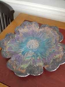 Tazón redondo con forma de flor hecho de epoxi con resina DAHLIA en relieve - Product Image 2