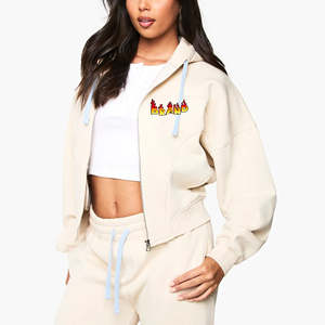 Proveedor de Fábrica: Sudadera con Capucha de Forro Polar Grueso para Mujer, Colección de Invierno, Venta al por Mayor, Hombros Caídos, Color Sólido, Cremallera Frontal, Logotipo Personalizado - Product Image 1