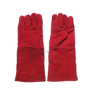 Guantes de Cuero de Primera Calidad Resistentes al Calor, Guantes de Seguridad de Cuero Vacuno de Patrón Largo - Product Image 3
