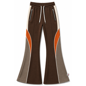 Mens Flare Pants <b>Elastic</b> <b>Waist</b> Drawstring Color Blocked Side Pockets Casual Style Breathable Outdoor Knitted Fabric Autumn Wear - Product Image 1