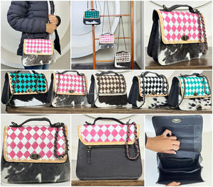 Direct Factory Price New Cowhide Leather Crossbody Sling Bag Checkered Pattern Shoulder Purse with Chain Strap Stylish & Durable - Product Image 3
