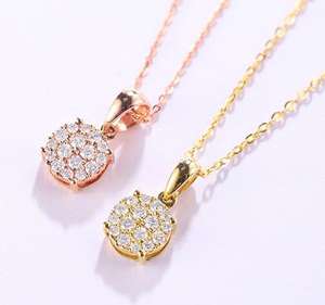 Collar de Lujo para Mujer ZAWO HOUSE con Colgante de Moissanita Redonda de Corte Brillante en Plata 925 con Engaste de Garra - Product Image 1