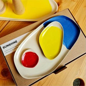 Wholesale Irregular Enamel <b>Serving</b> Tray <b>Set</b> Decorative Metal Platters Modern Colorful Nesting Trays for Home Decor Kitchenware - Product Image 6