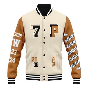 Vestes Letterman Varsity en laine pour hommes, vestes d'étudiants chaudes et durables, coupe-vent, col Henry, fermeture éclair avec logo personnalisé, saison printanière - Product Image 5