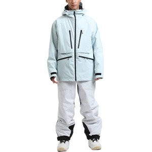 Custom Logo <b>Men</b>’s Ski <b>Suit</b> <b>Waterproof</b> Snowboard Jacket and Pants Set Hooded Winter Snow Wear OEM Private Label - Product Image 1