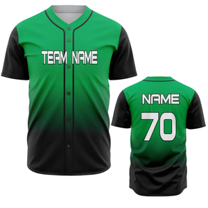Maillot de baseball personnalisé vert et noir pour homme, respirant, uniforme d'équipe de softball, chemise de sport athlétique pour l'entraînement - Product Image 1