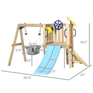 Wooden Toddler Toy Swing Set with <b>Slide</b> - Product Image 2