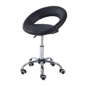 <b>Adjustable</b> <b>Height</b> Rolling Salon <b>Stool</b> Round Faux Leather Office <b>Stool</b> with Wheels - Product Image 1