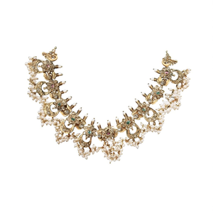 Clustered <b>Pearl</b> Floral Short <b>Necklace</b> <b>Set</b> - Product Image 2